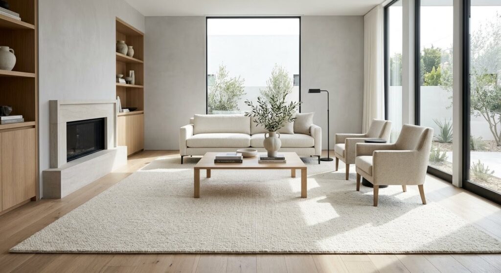 Neutral Rug Staging Logic - The Defined Dwelling Floor Essentials.